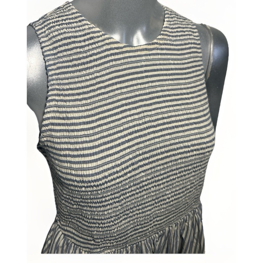 Marine Layer Darcy Smocked Poplin Dress S Pima Cotton  NWT Navy  Stripe - Picture 14 of 16